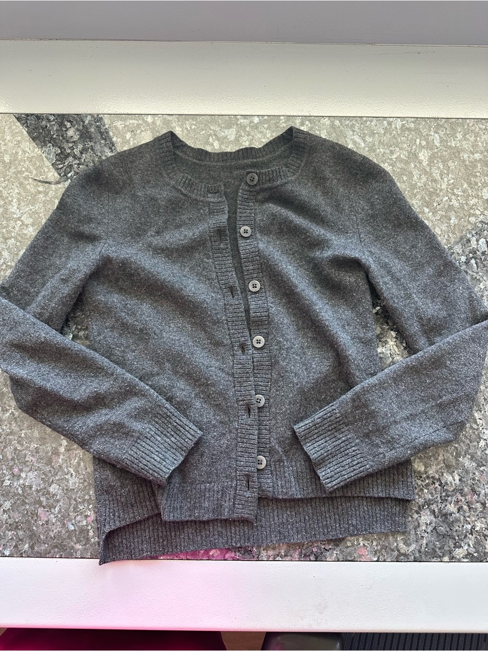 Goldie Women's Cashmere Crewneck Button-Front Cardigan Sweater - Gray